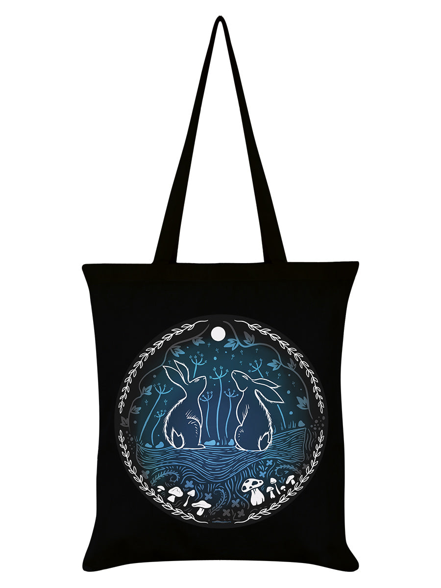 Moonlit Tryst Black Tote Bag