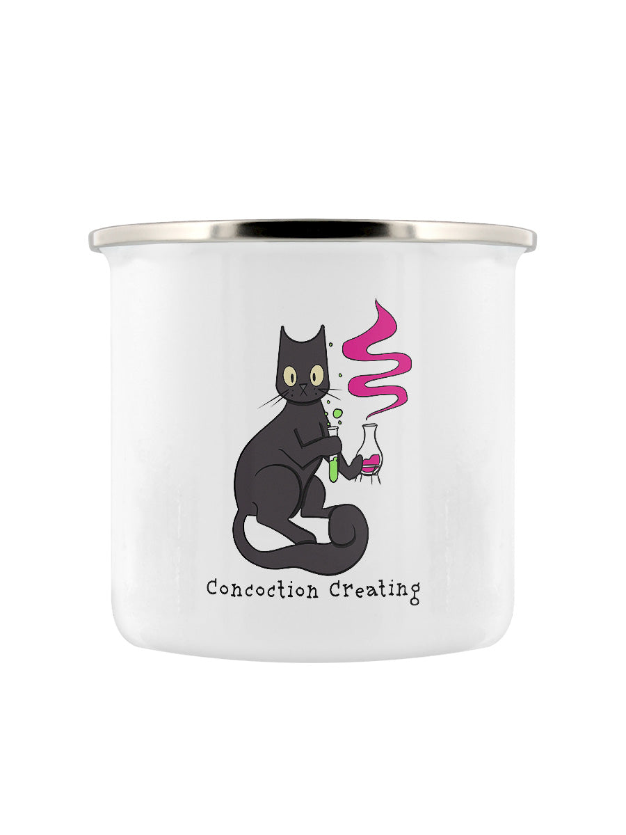 Spooky Cat - Getting Spooked, Concoction Creating & No Fear Enamel Mug