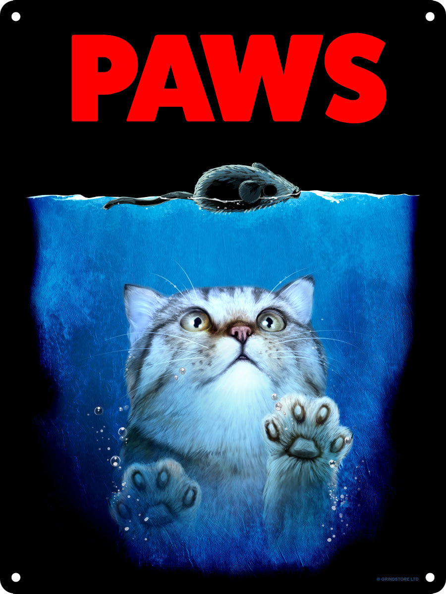 Horror Cats Paws Mini Tin Sign