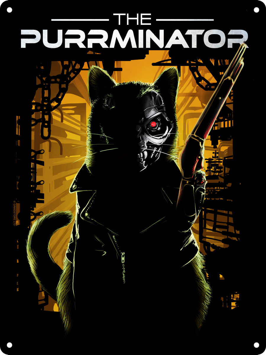 Horror Cats The Purrminator Mini Tin Sign