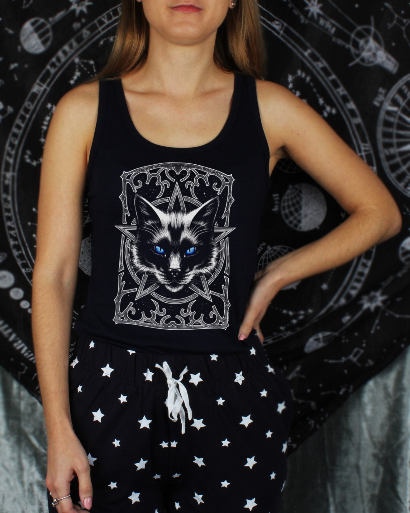 Pentacle Cat Ladies Long Pyjama Set