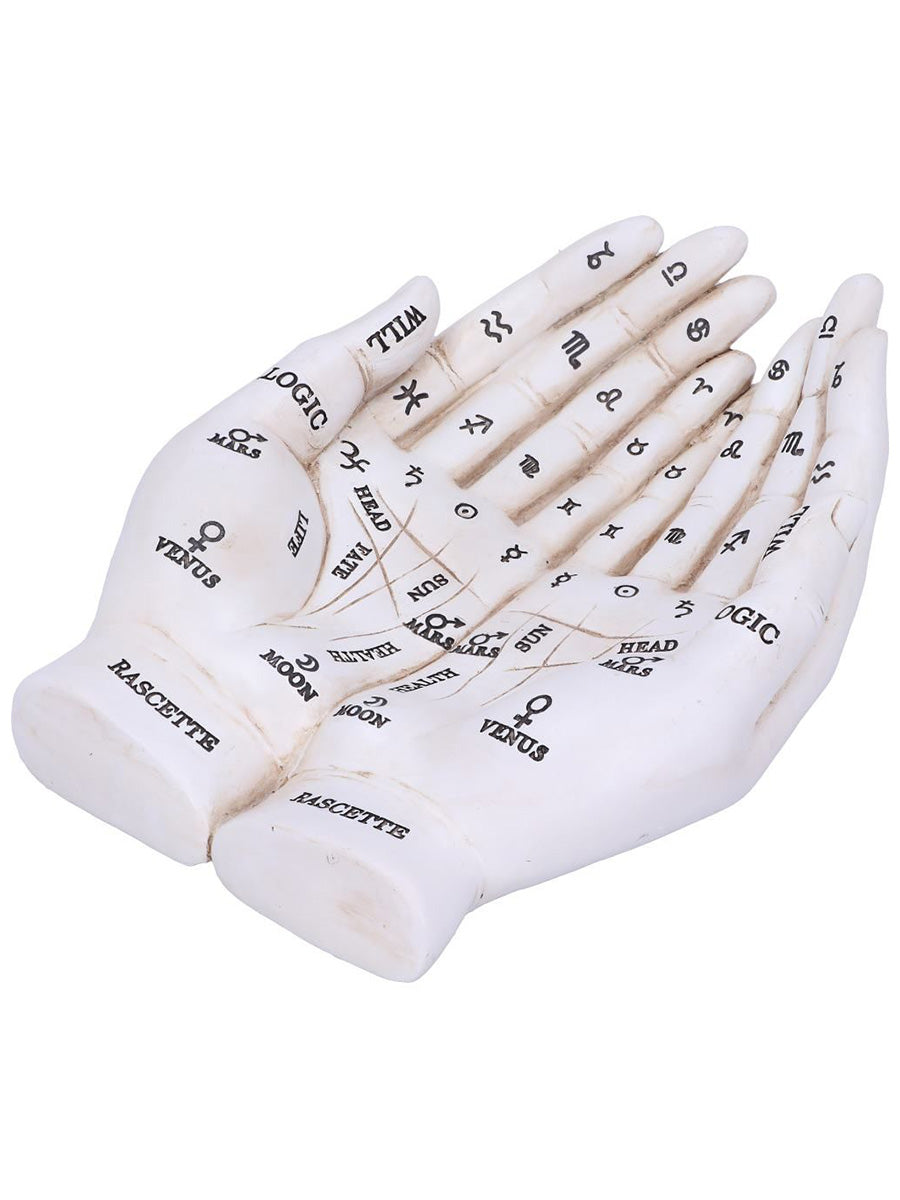 Palmist's Guide White Chiromancy Hands Candle Holder