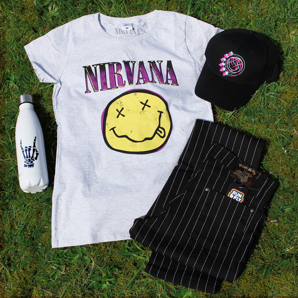 Nirvana Xerox Happy Face Ladies Heather Grey T-Shirt