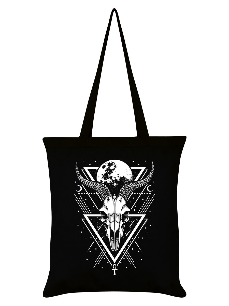 Lunar Skull Black Tote Bag