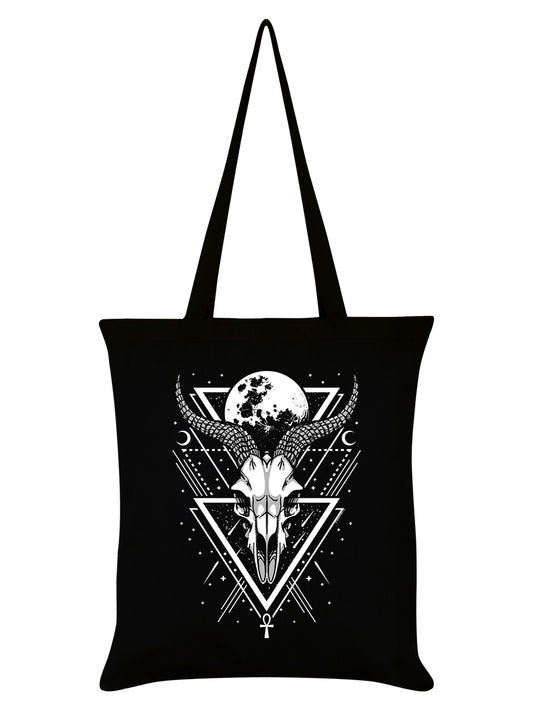 Lunar Skull Black Tote Bag