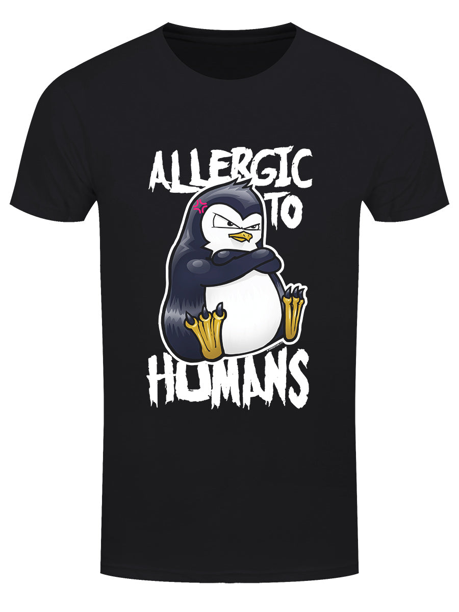 Psycho Penguin Allergic To Humans Men's Black T-Shirt