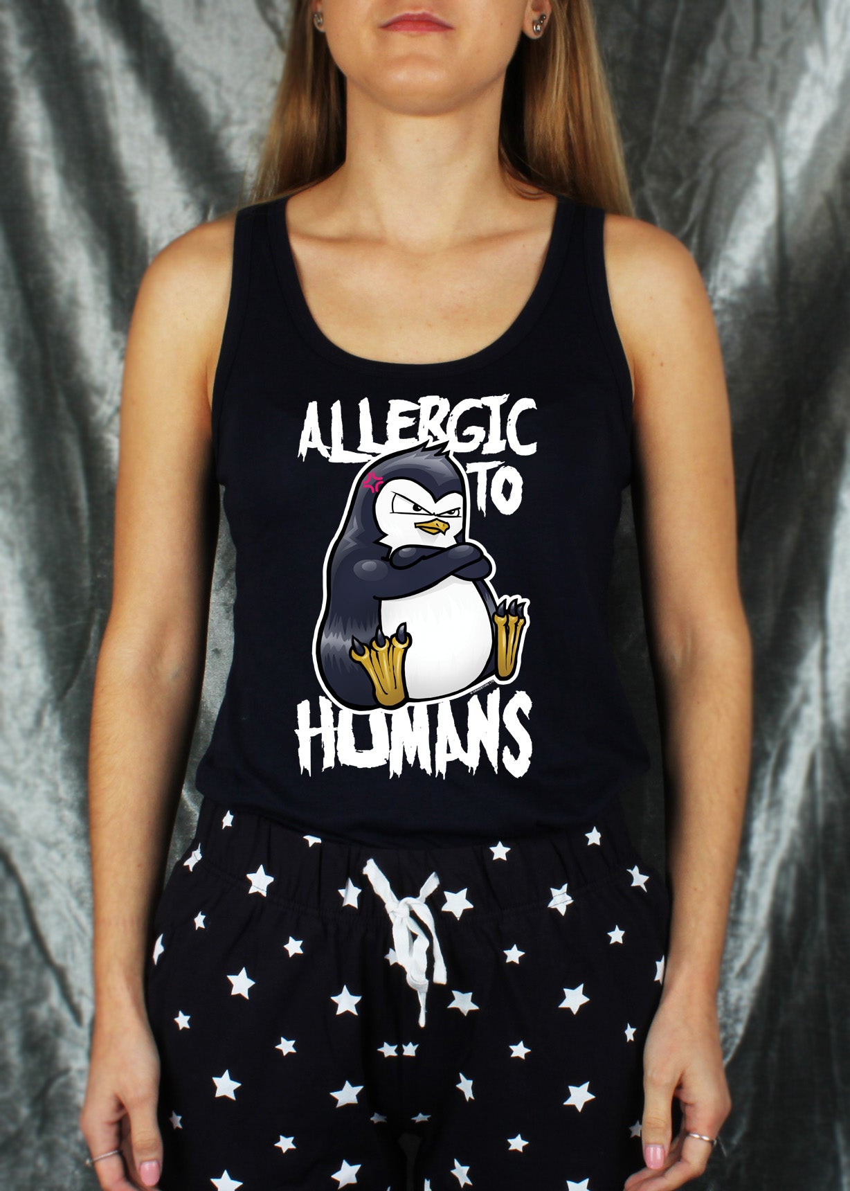 Psycho Penguin Allergic To Humans Ladies Long Pyjama Set