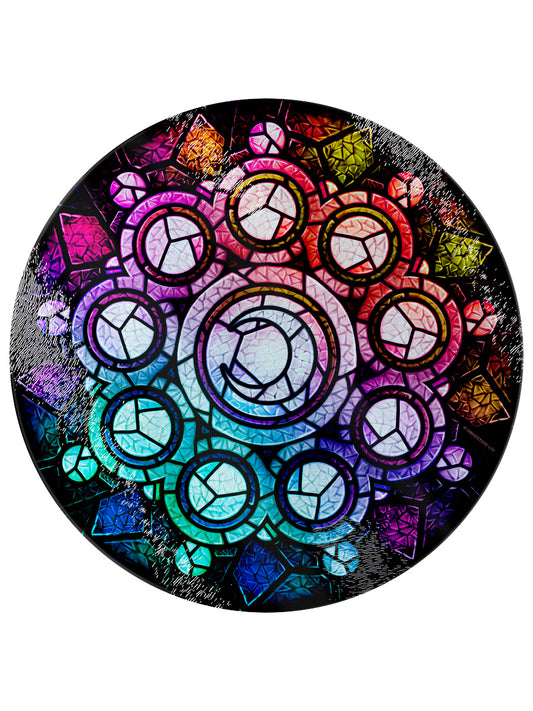Stained Glass Lunar Circles Glass Chopping Board