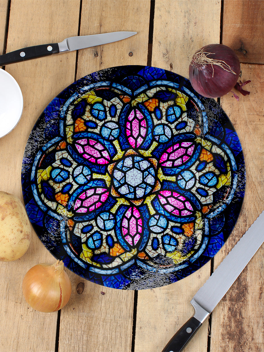 Stained Glass Bloom Glass Chopping Board