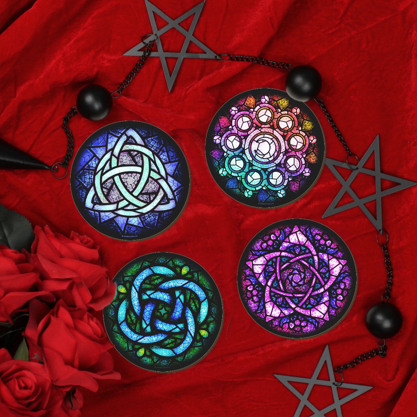 Stained Glass Collection 4 Piece Coaster Set