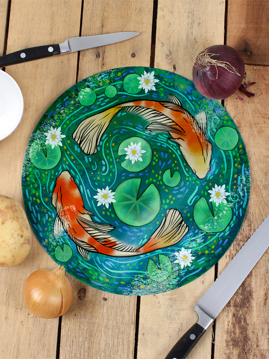 Koi Pool Glass Chopping Board