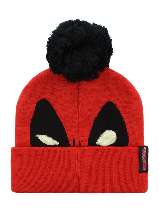 Marvel Deadpool Face Red Pom Beanie