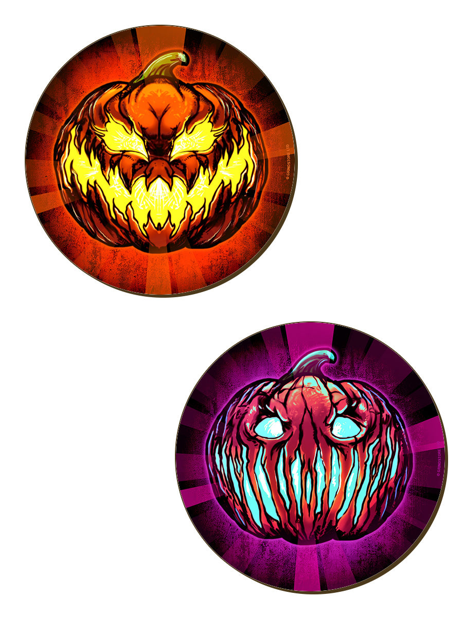 Evil Pumpkin Heads Halloween 4 Piece Coaster Set