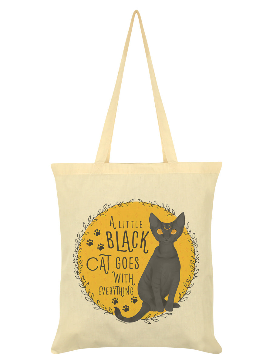 A Little Black Cat Goes With Everything Cream Tote Bag