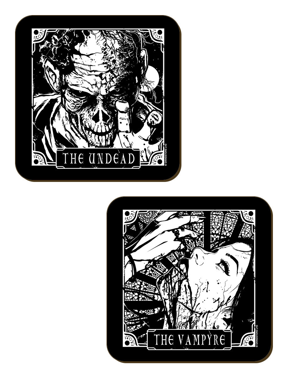 Deadly Tarot The Slayer, The Werewolf, The Undead & The Vampyre 4 Piece Coaster Set