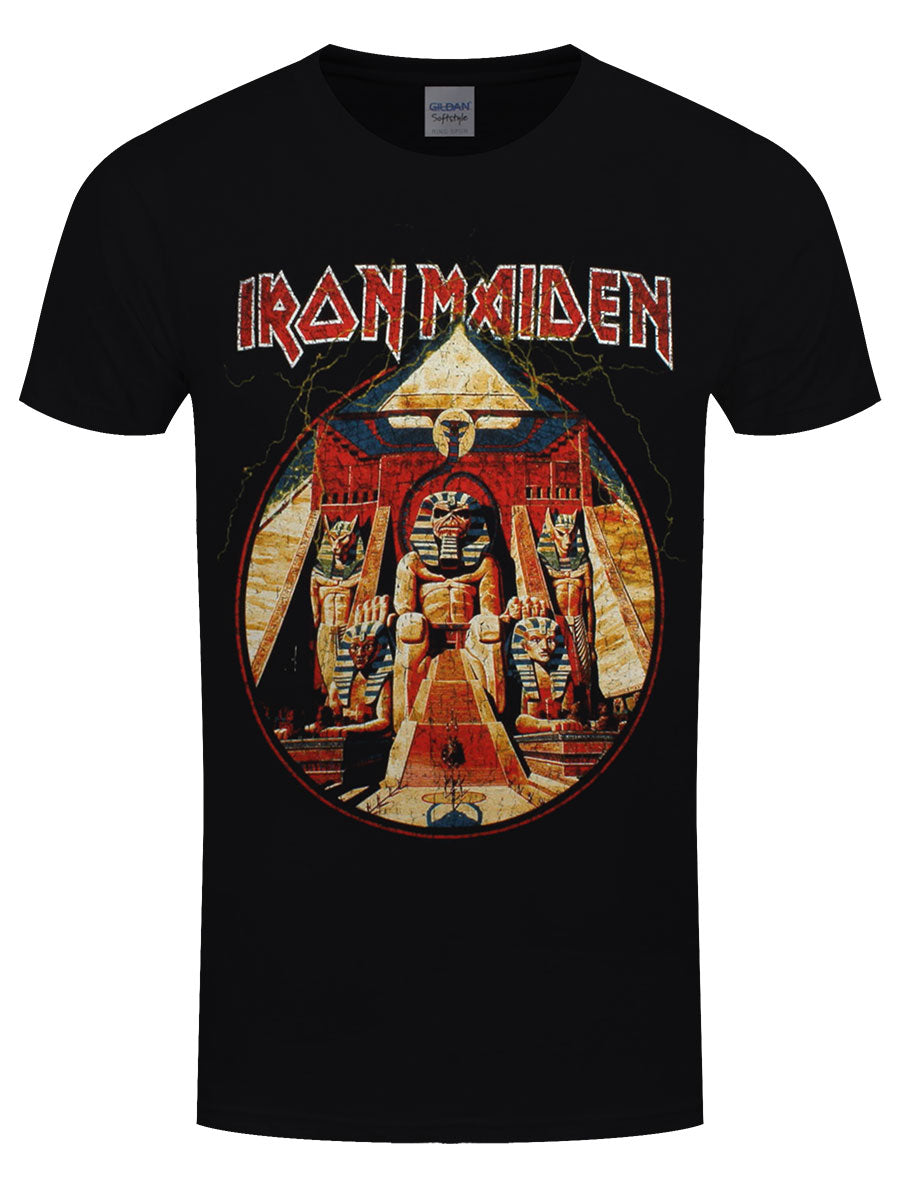 Iron Maiden Powerslave Lightning Circle Men's Black T-Shirt