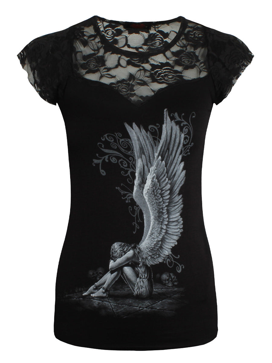 Spiral Enslaved Angel Ladies Black Viscose Top