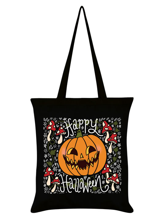 Happy Halloween Pumpkin Black Tote Bag