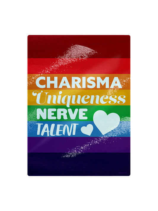 Charisma, Uniqueness, Nerve & Talent Rainbow Small Chopping Board