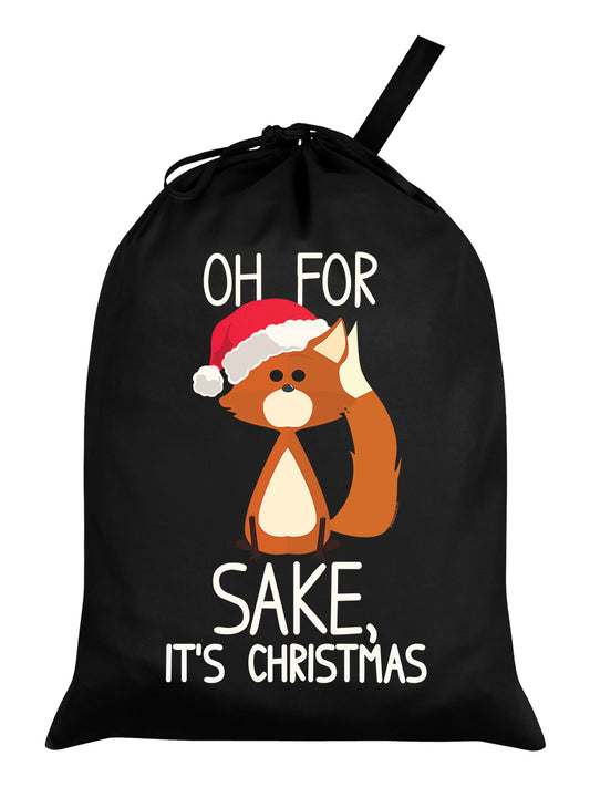 Oh For Fox Sake It's Christmas Black Santa Sack