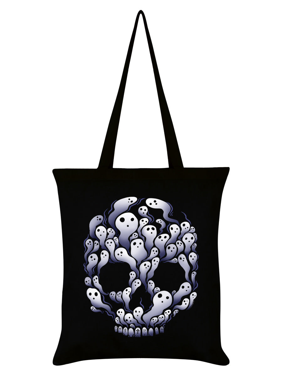Ghost Skull Black Tote Bag