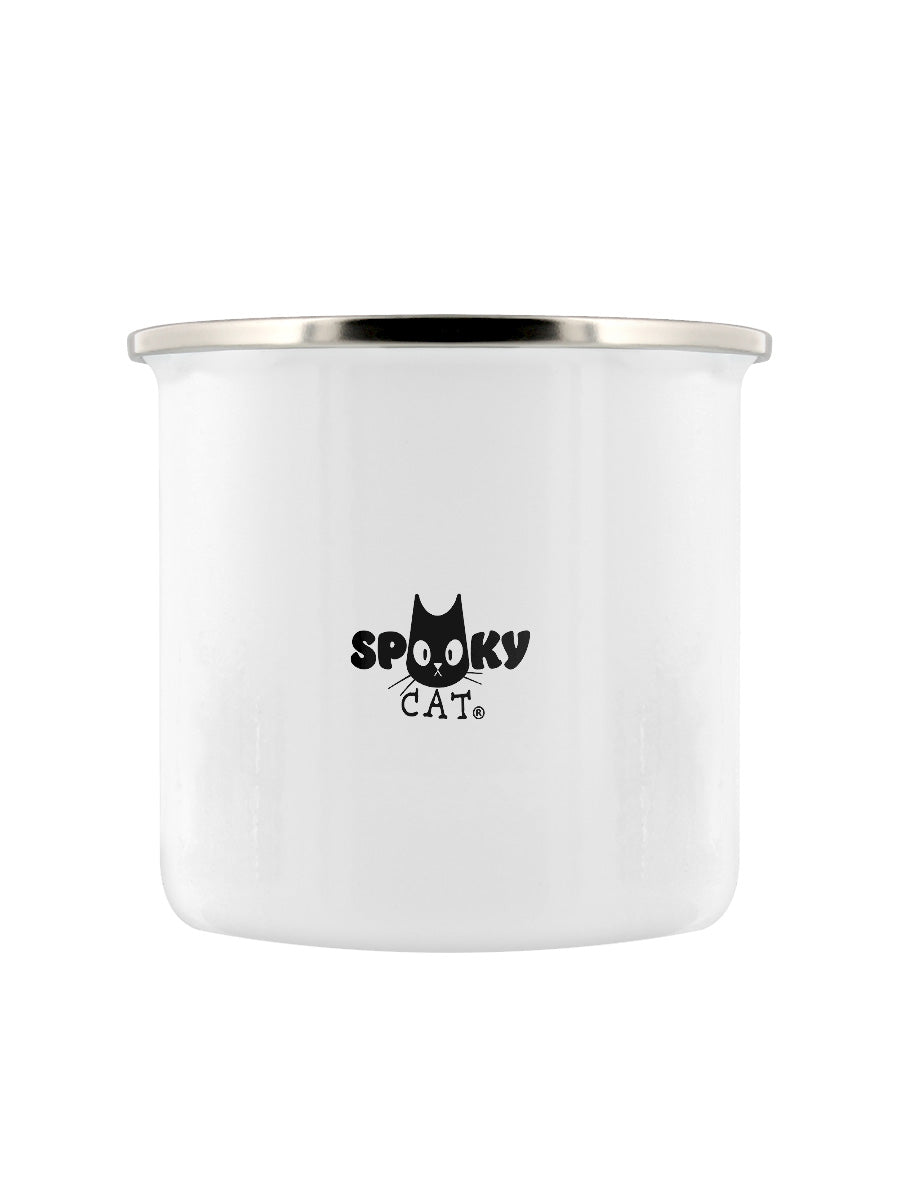 Spooky Cat Hexing Enemies Enamel Mug