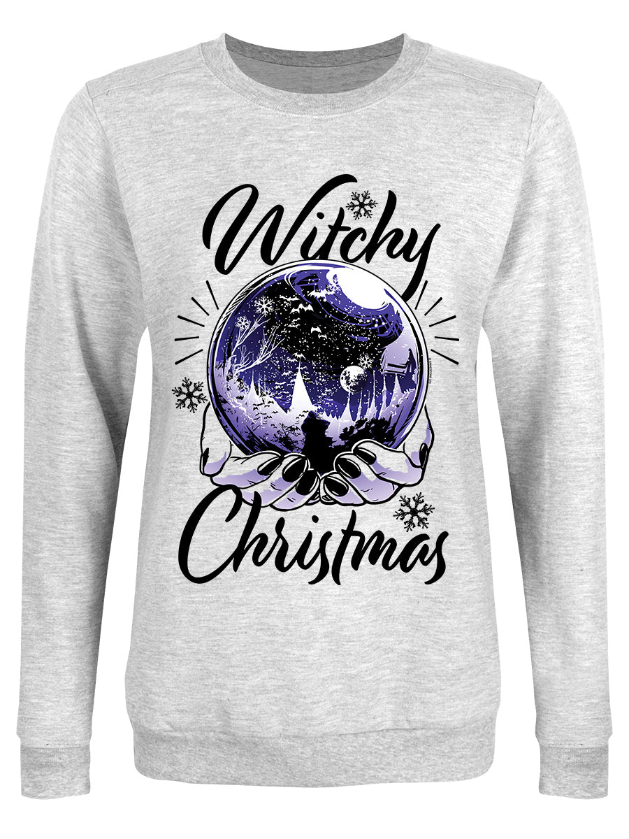 Witchy Christmas Ladies Grey Christmas Jumper