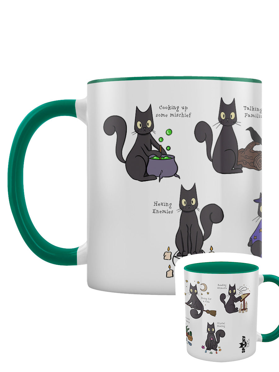 Spooky Cat A Guide To Witchcraft Green Inner 2-Tone Mug