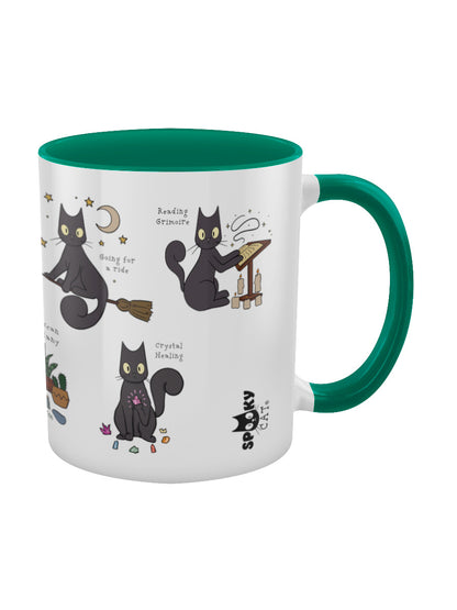 Spooky Cat A Guide To Witchcraft Green Inner 2-Tone Mug
