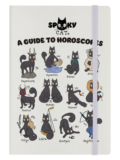 Spooky Cat A Guide To Horoscopes Cream A5 Hard Cover Notebook
