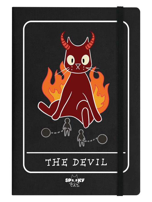 Spooky Cat Tarot The Devil Black A5 Hard Cover Notebook