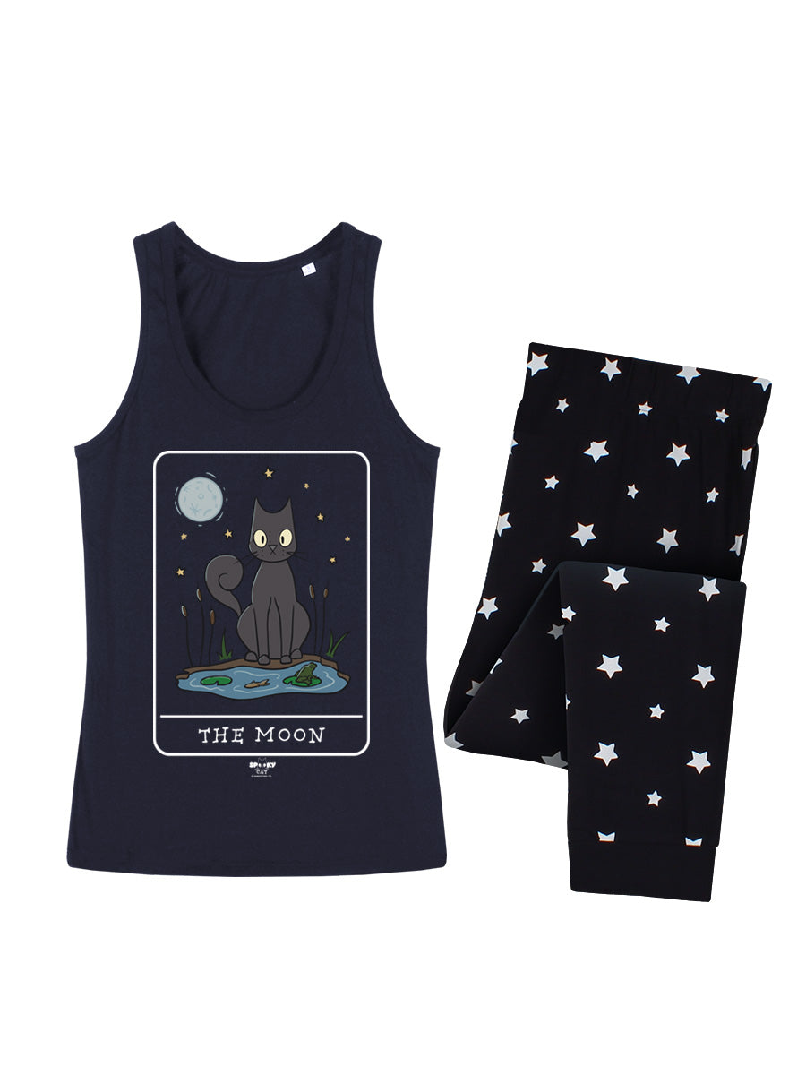 Spooky Cat Tarot The Moon Ladies Long Pyjama Set