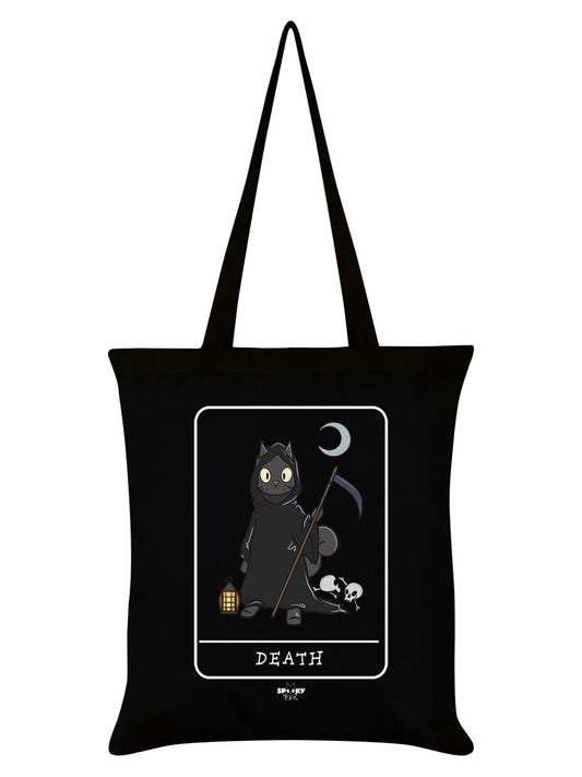 Spooky Cat Tarot Death Black Tote Bag