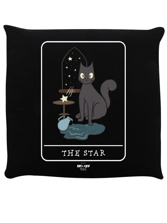 Spooky Cat Tarot The Star Black Cushion