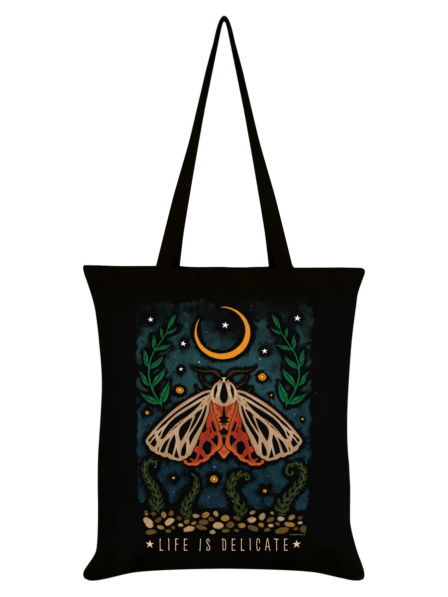 Gentle Nature Life Is Delicate Black Tote Bag