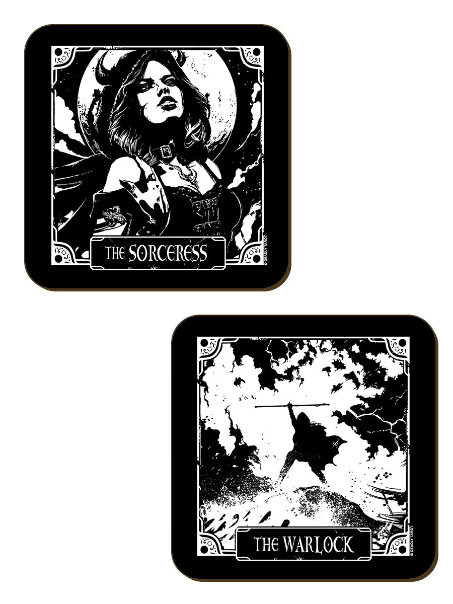 Deadly Tarot The Wizard, The Warlock, The Sorceress & The Witch 4 Piece Coaster Set