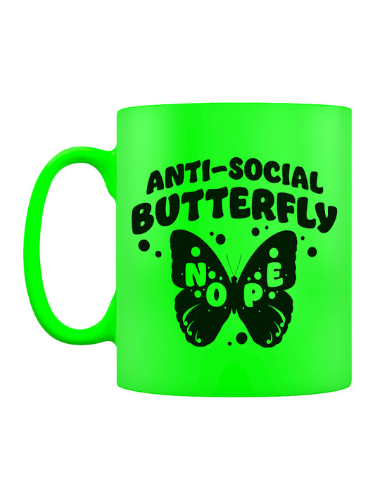 Anti-social Butterfly Green Neon Mug