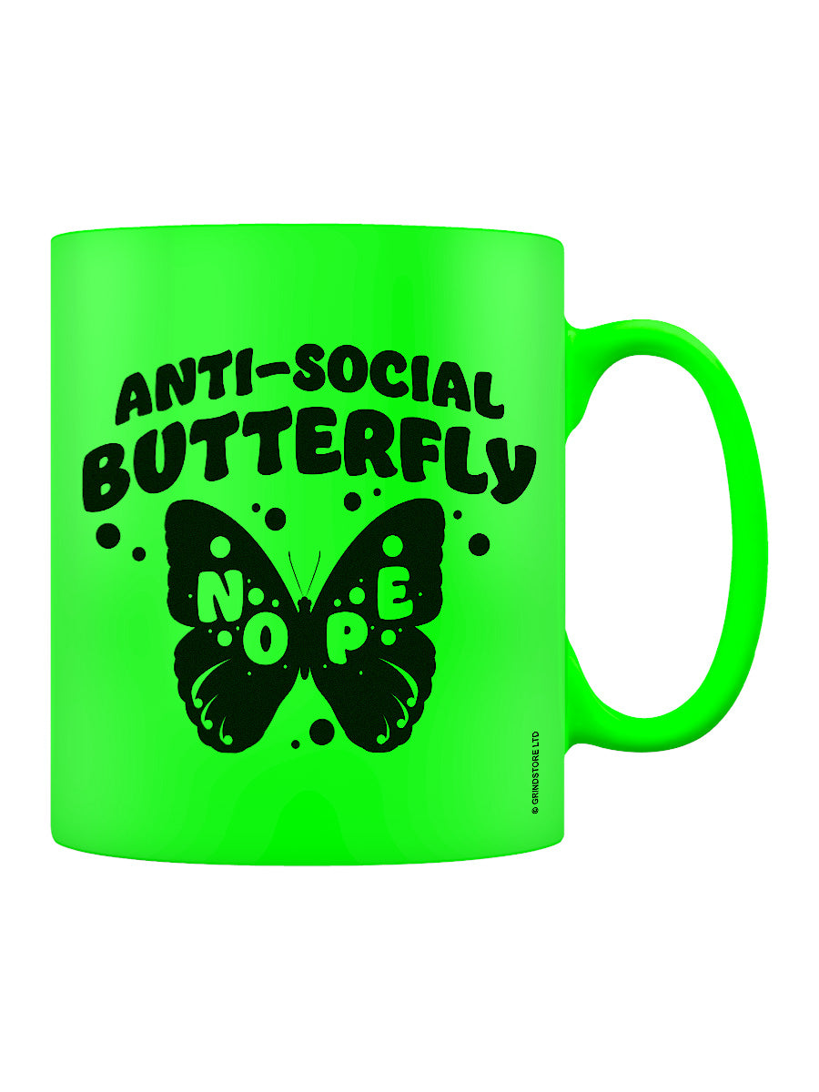 Anti-social Butterfly Green Neon Mug