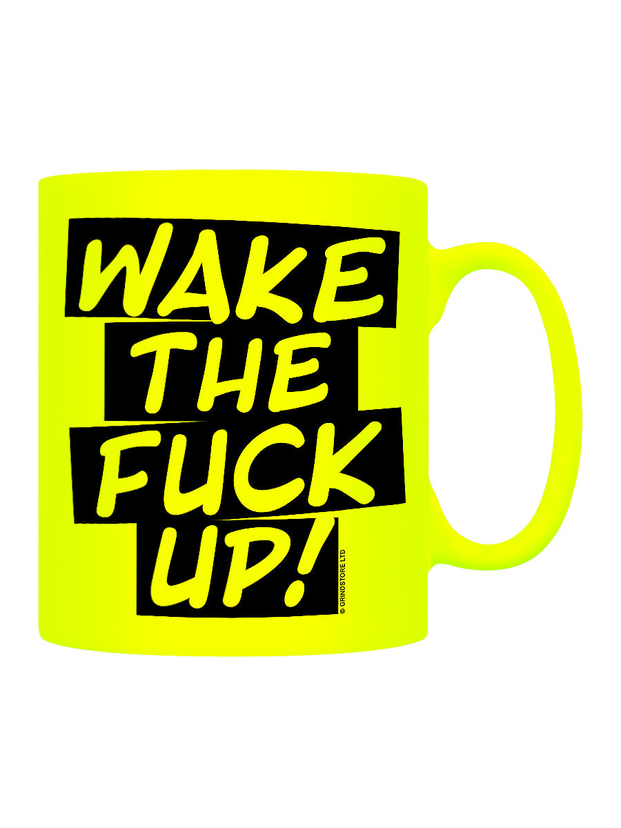 Wake The Fuck Up Yellow Neon Mug