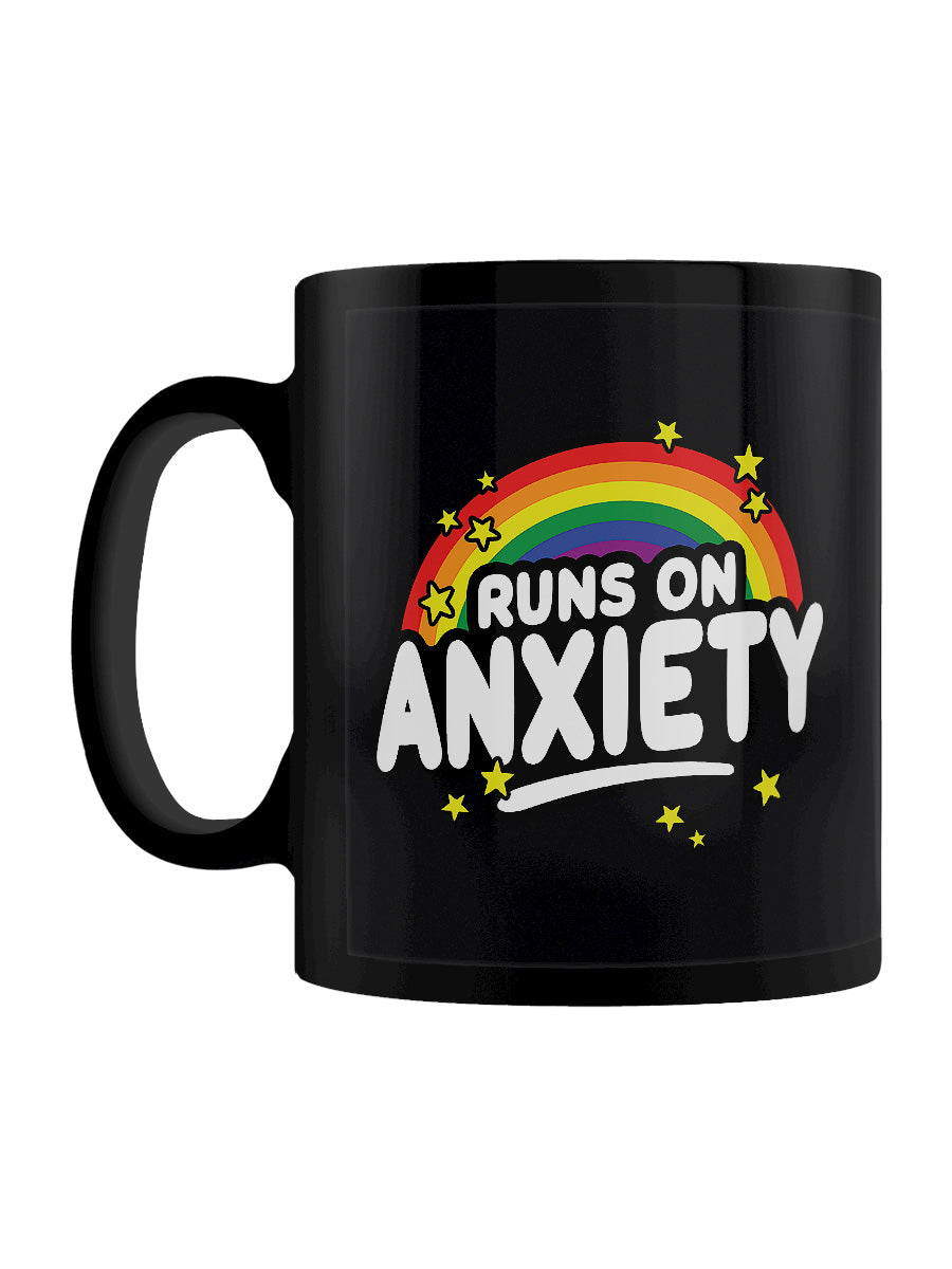 Runs on Anxiety Black Mug