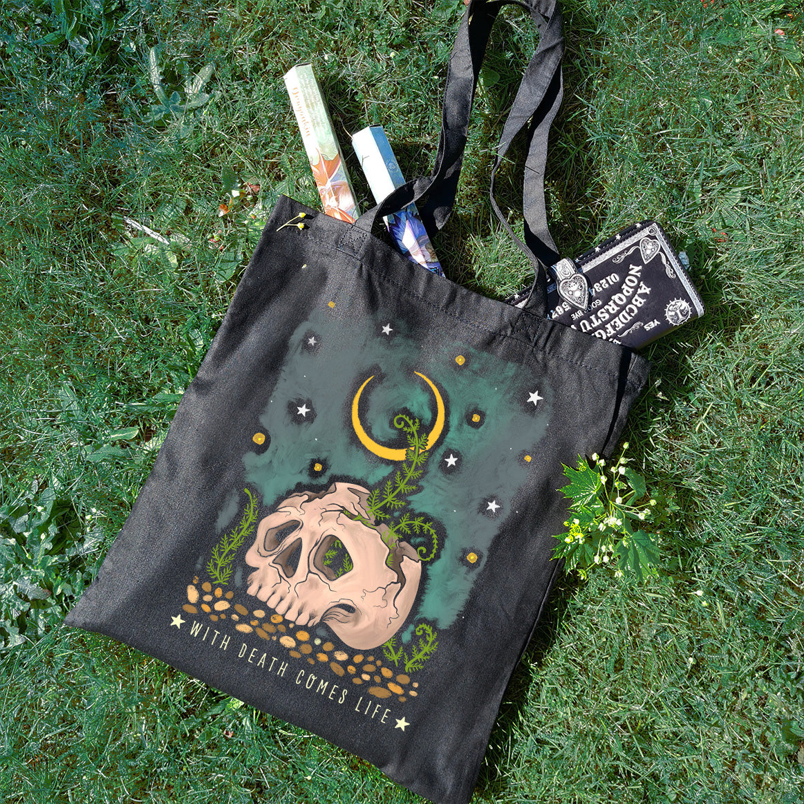 Natural World With Death Comes Life Black Tote Bag