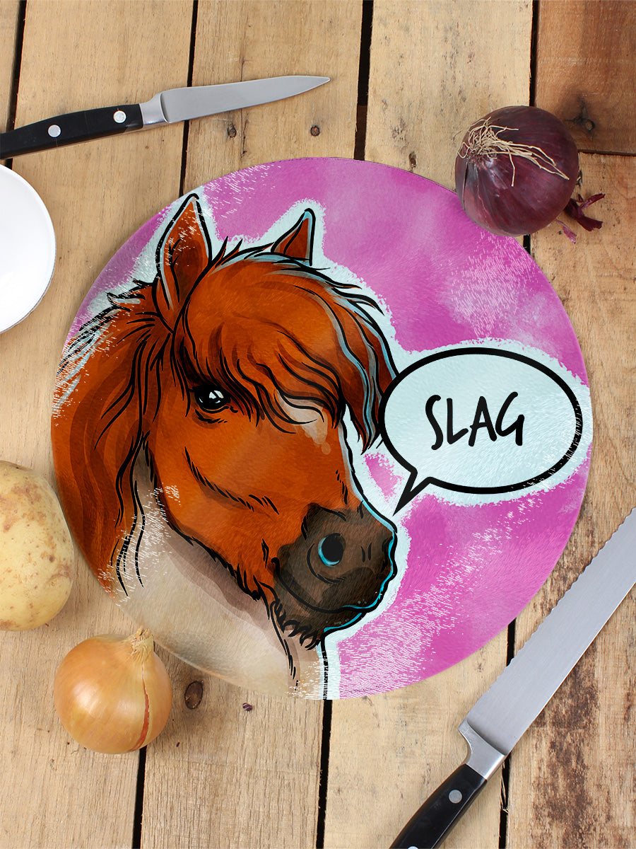 Cute But Abusive Slag Glass Chopping Board