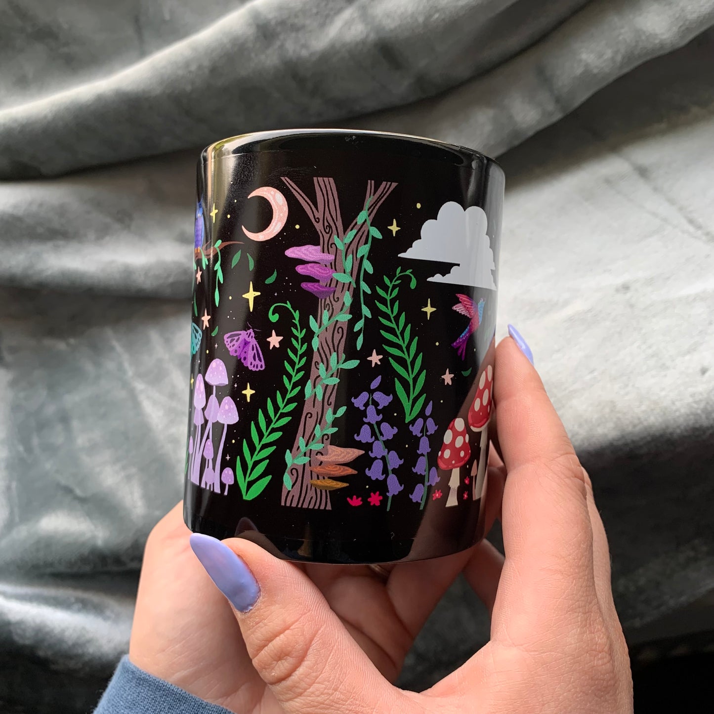 Forest Friends Black Mug