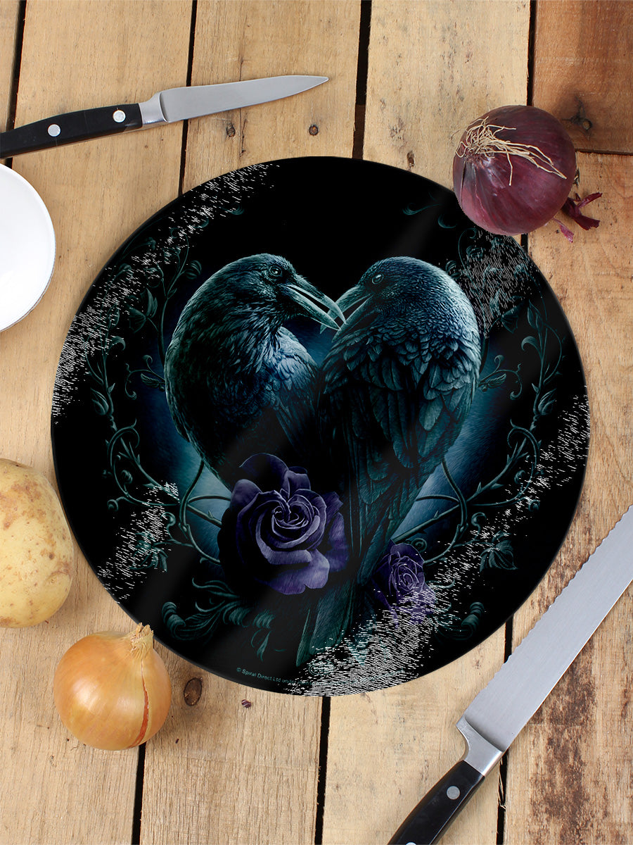 Spiral Raven Heart Circular Chopping Board