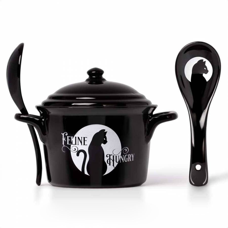 Alchemy Feline Hungry Lidded Bowl & Spoon Set