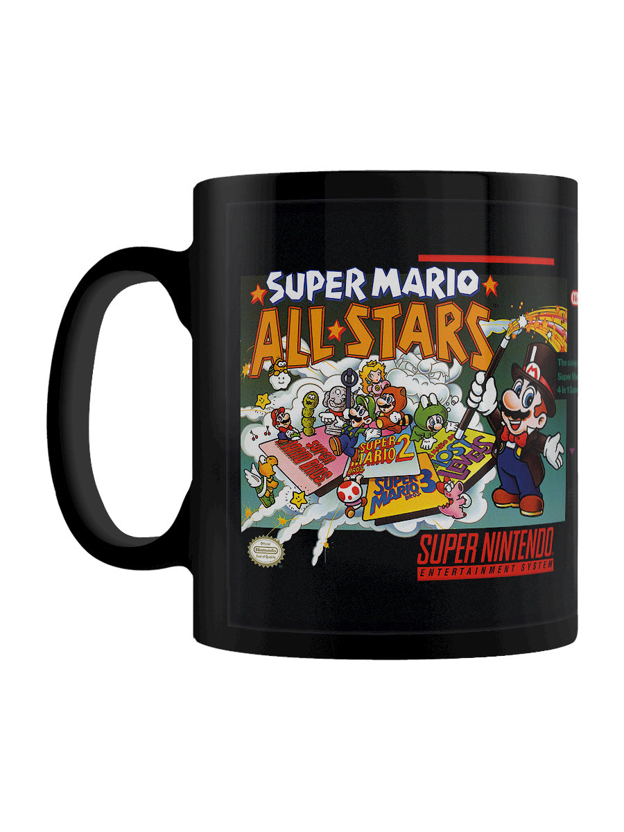 Super Nintendo Super Mario All Stars Black Coffee Mug