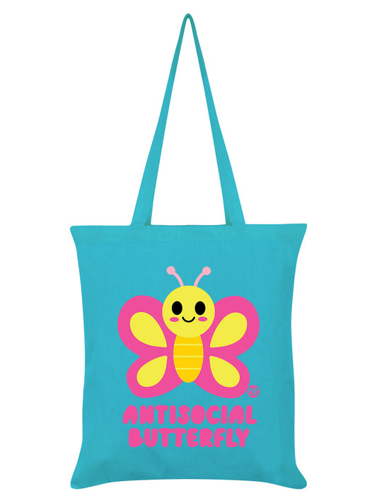 Pop Factory Antisocial Butterfly Azure Blue Tote Bag