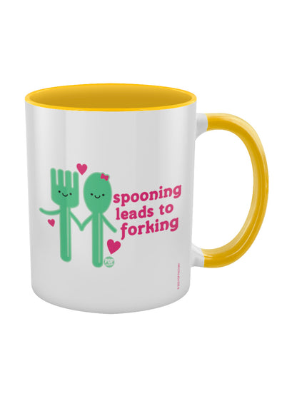 Pop Factory Spooning Leads To Forking Yellow Inner 2-Tone Mug