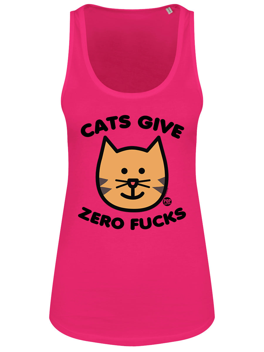 Pop Factory Cats Give Zero Fucks Ladies Raspberry Vest