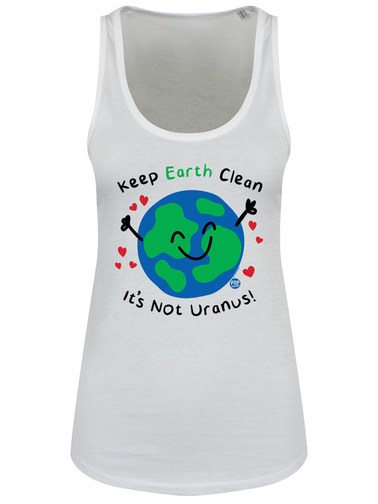 Pop Factory Keep Earth Clean It’s Not Uranus! Ladies White Floaty Tank